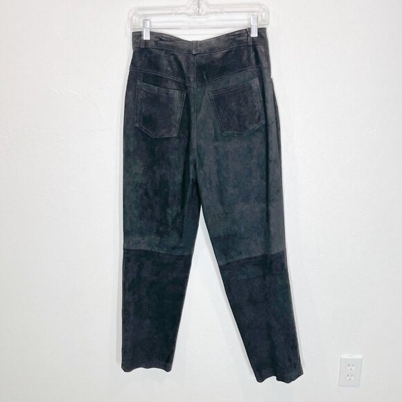 Vintage Bushwacker genuine leather suede Black Mom pants Size 8 High Rise Y2K - Picture 4 of 9